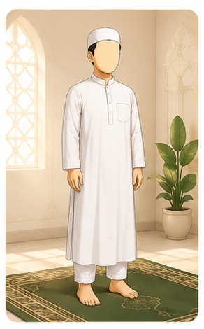 Man in niyyah, standing to make the intention