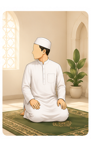 Man in salam, turning the head to the right